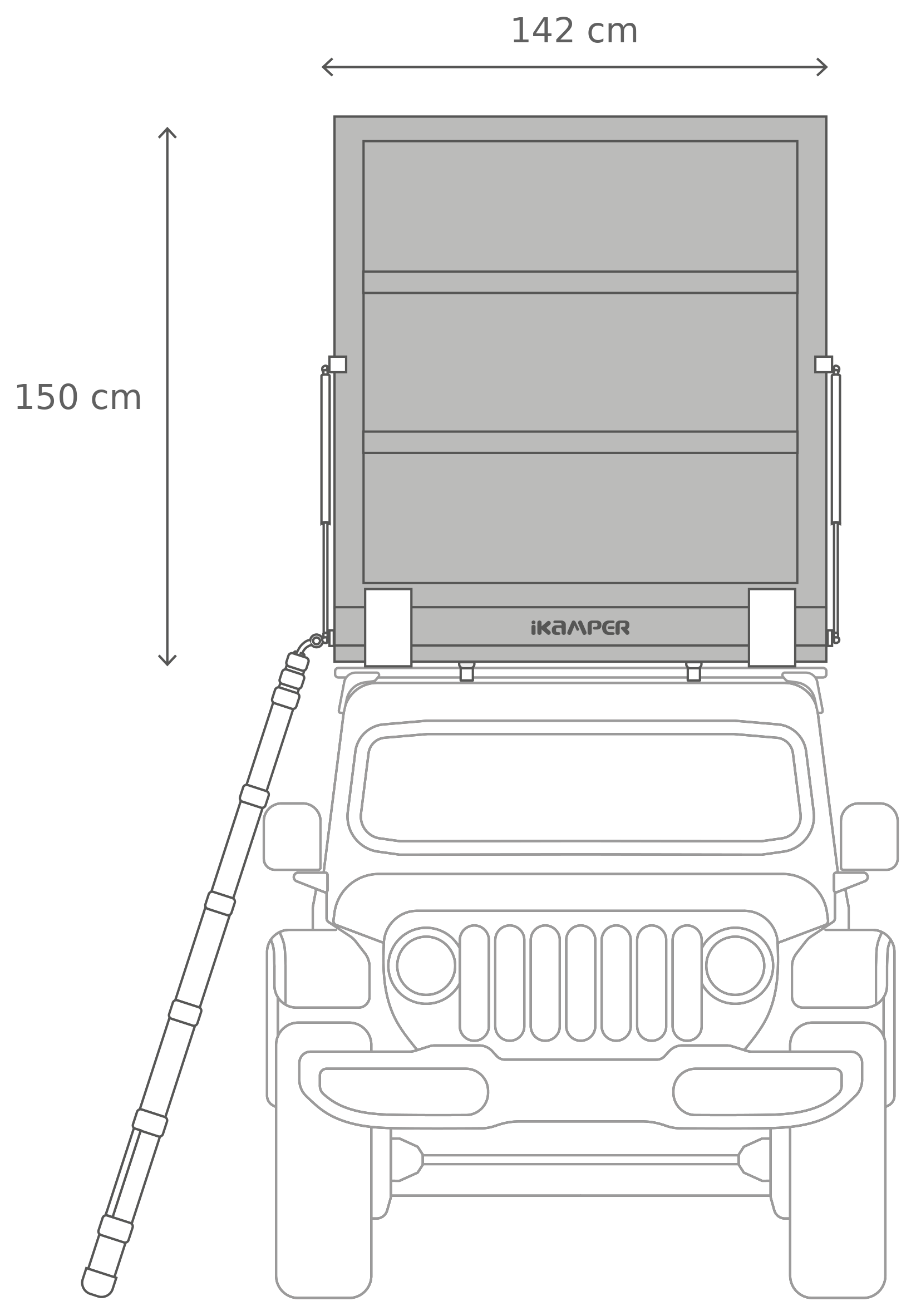 BDV Duo – Åpen, forfra (213 x 135 x 150 cm)