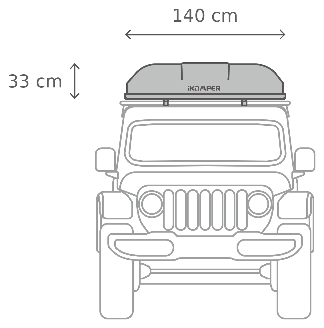 Skycamp 3.0 Mini – Lukket, forfra (218 x 140 x 33 cm)