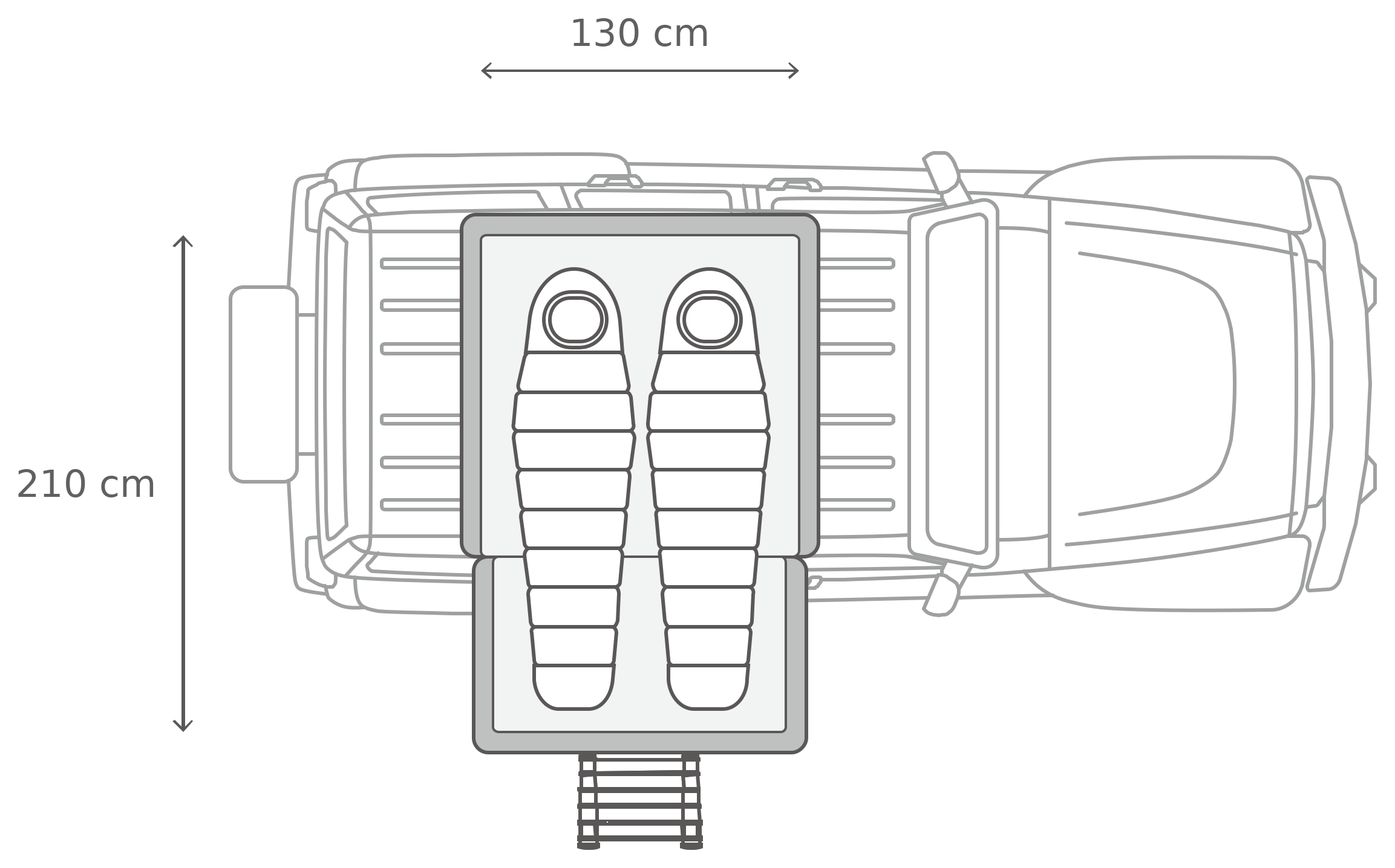 Skycamp 3.0 Mini – Åpen, ovenfra (130 x 210 x 122 cm)