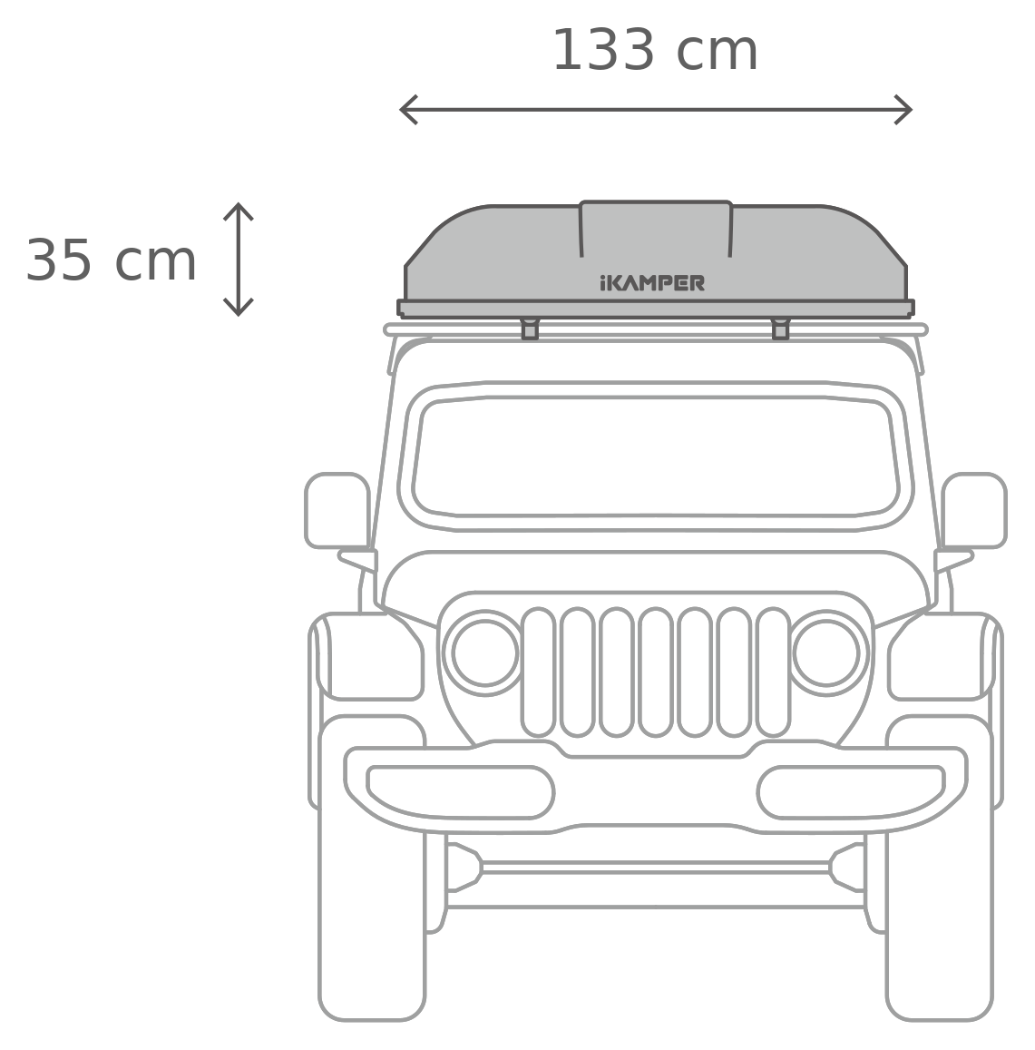 Skycamp 4.0 Duo – Lukket, forfra (155 x 133 x 35 cm)