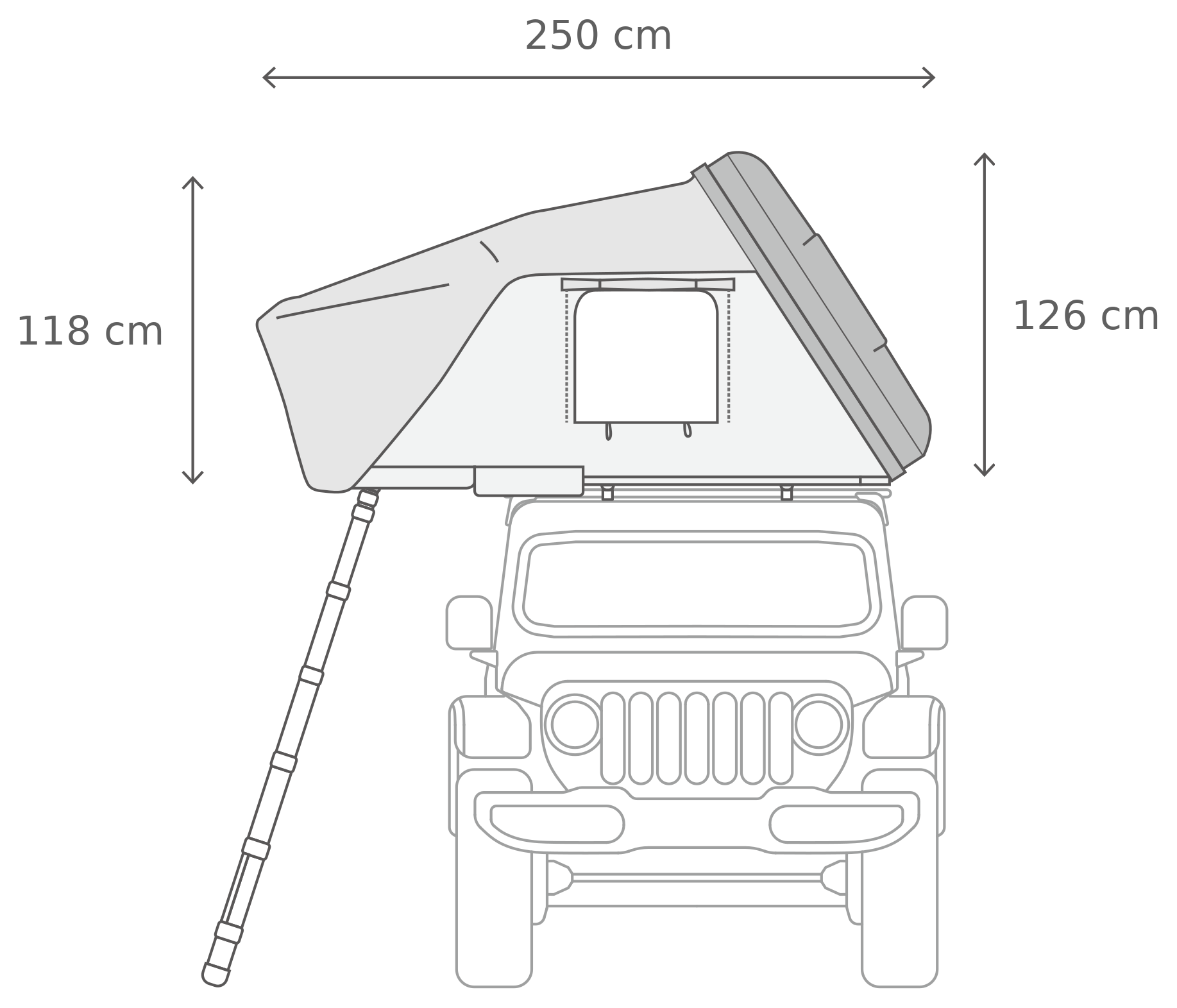Skycamp 4.0 Duo – Åpen, forfra (153 x 210 x 126 cm)