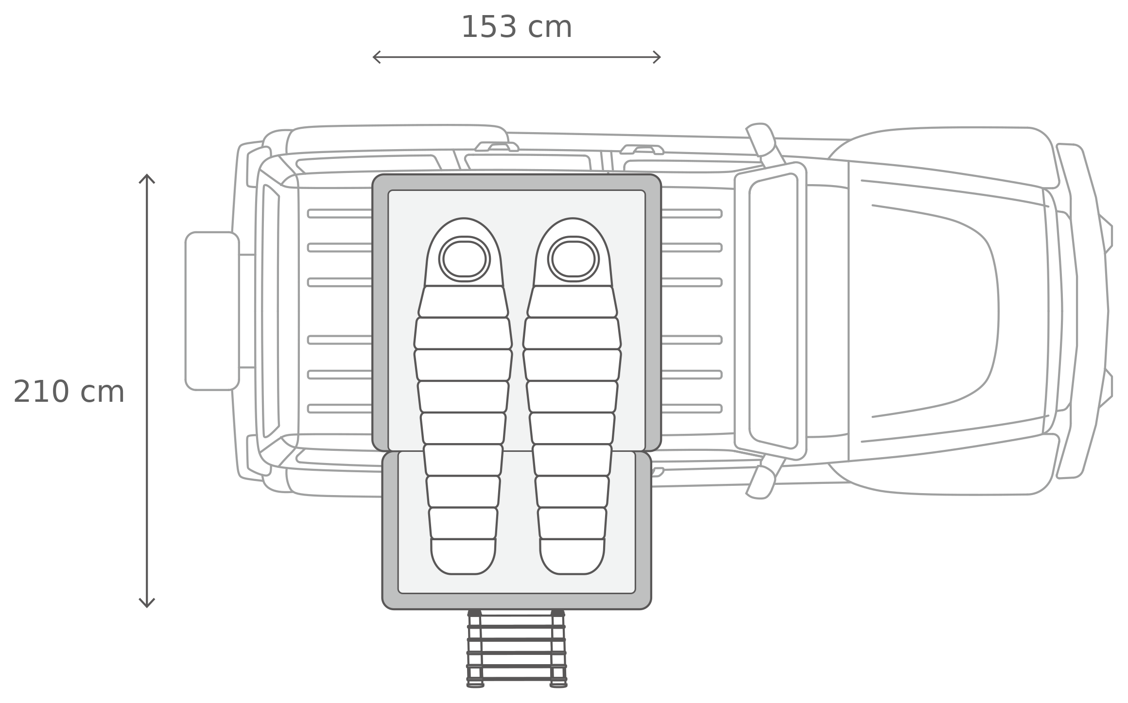 Skycamp 4.0 Duo – Åpen, ovenfra (153 x 210 x 126 cm)