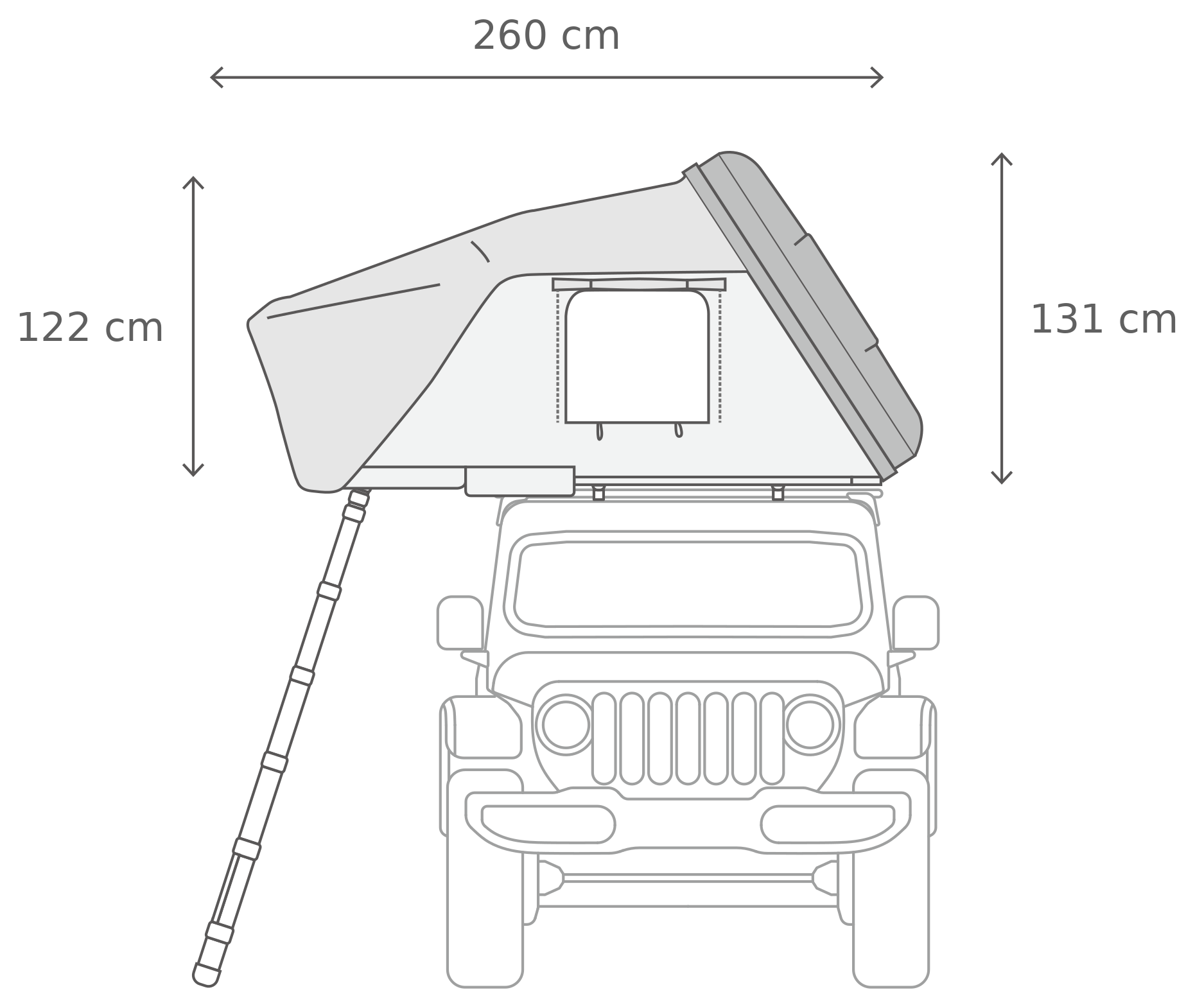 Skycamp 4.0 Quad – Åpen, forfra (215 x 211 x 131 cm)