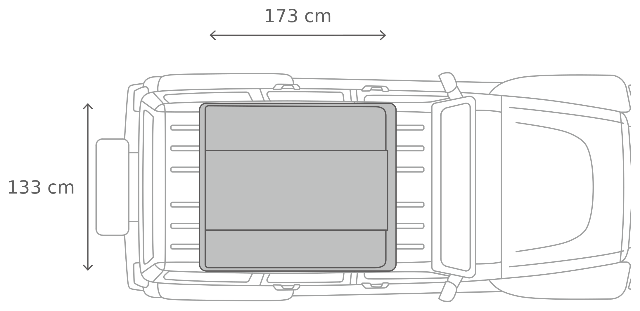 Skycamp 4.0 Trio – Lukket, ovenfra (173 x 133 x 35 cm)