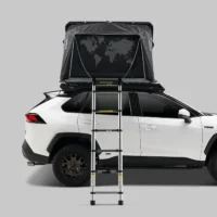 Skycamp 4.0 Trio åpent, sett fra siden med stige