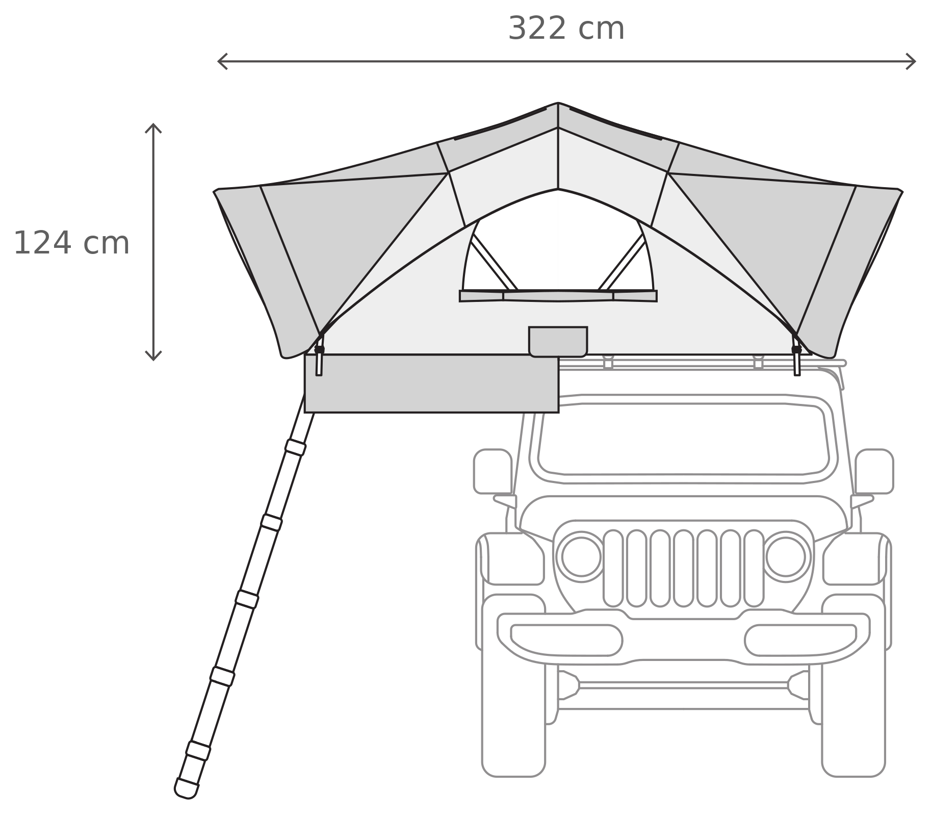 X-Cover 3.0 – Åpen, forfra (188 x 230 x 124 cm)
